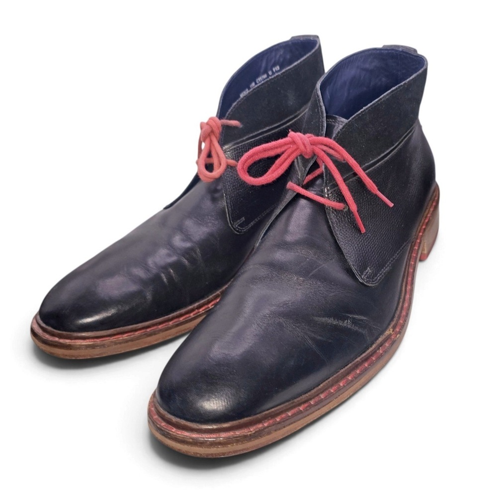 Cole Haan Black Leather Colton Chukka Boot Heavy Red Leather Sole Size 11M